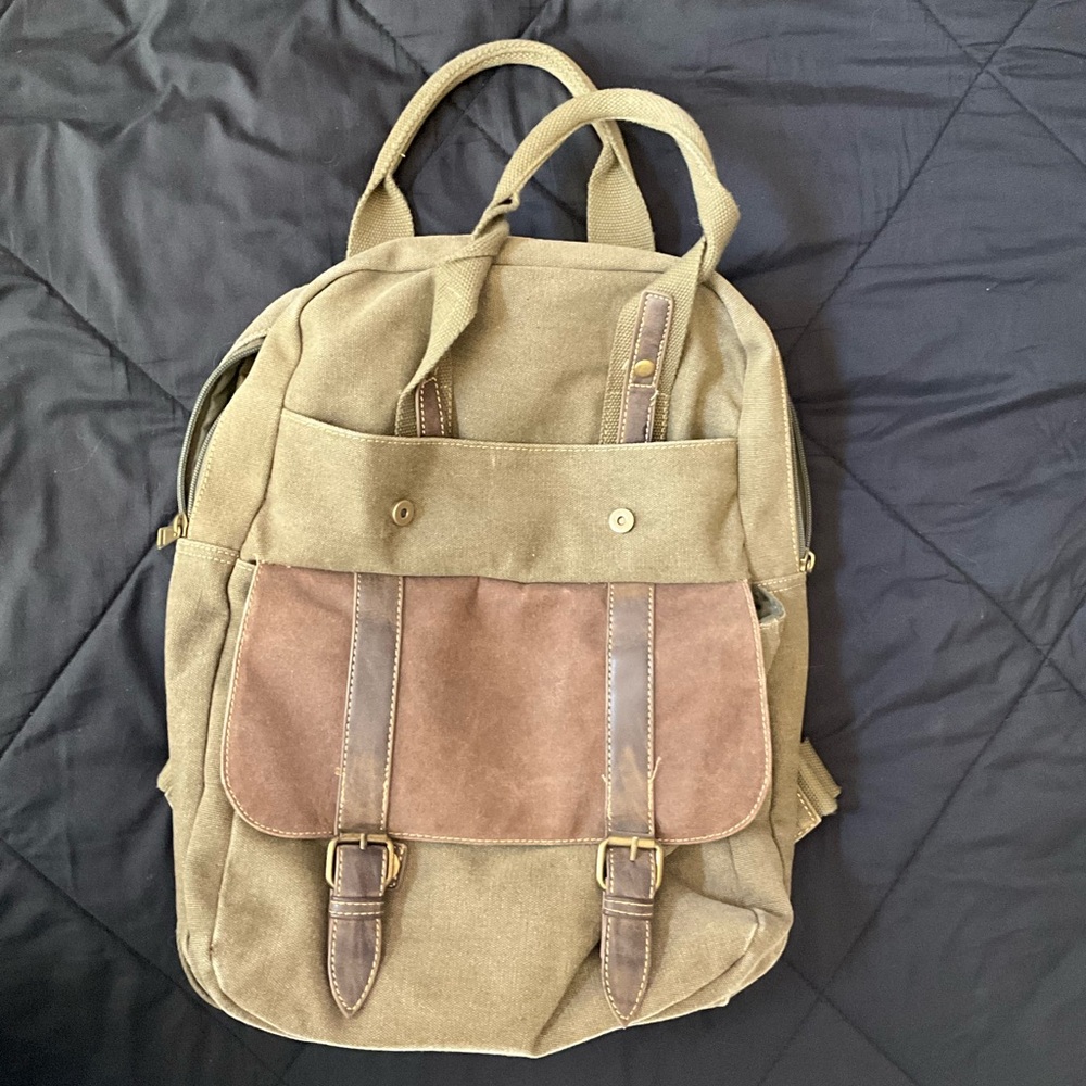 Classic Olive and Brown Men's Backpack